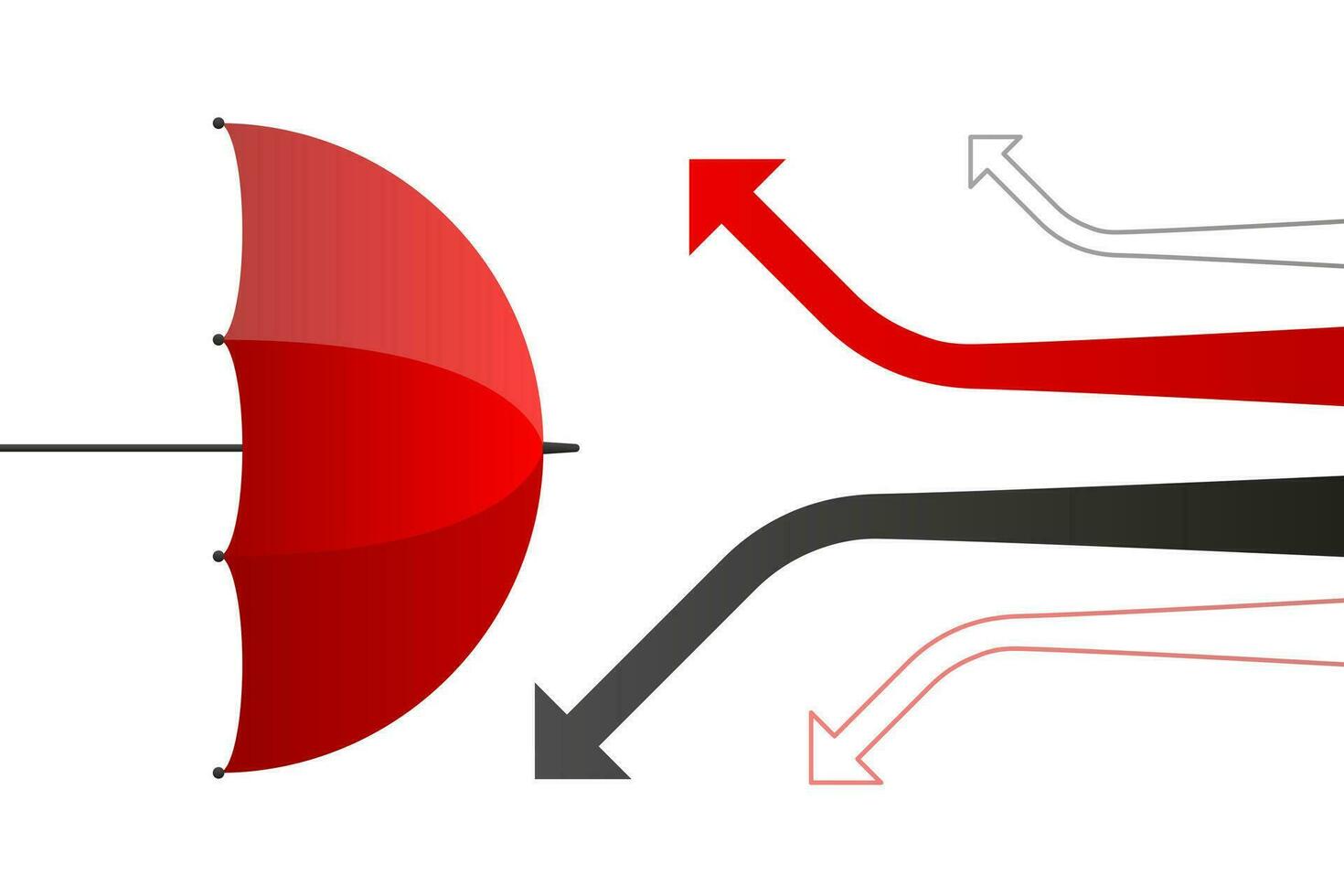 Wealth protection. Protection marketing crash. Investment stock in market downturn. Vector illustration.