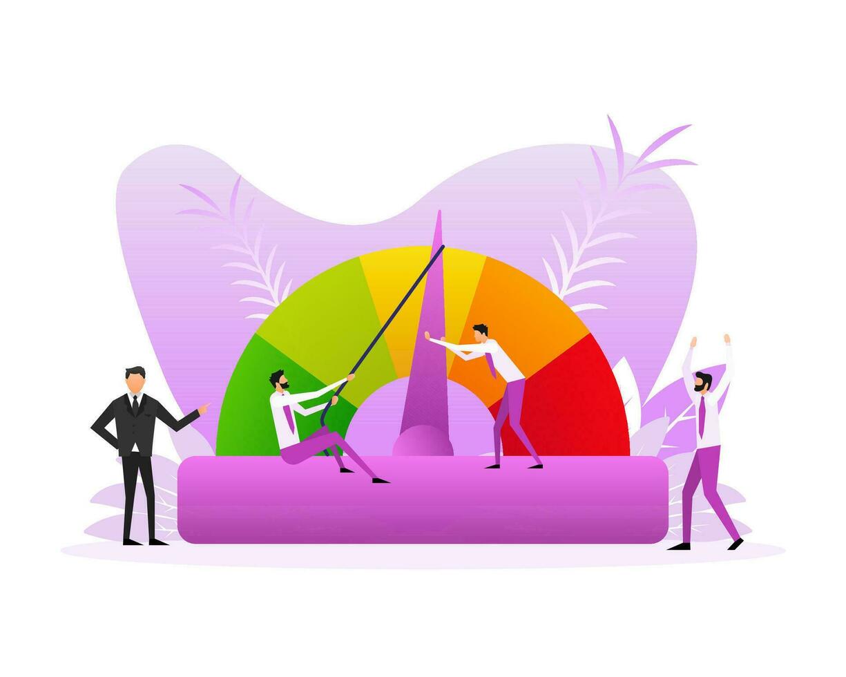 Detailed illustration of a credit score meter with people vector