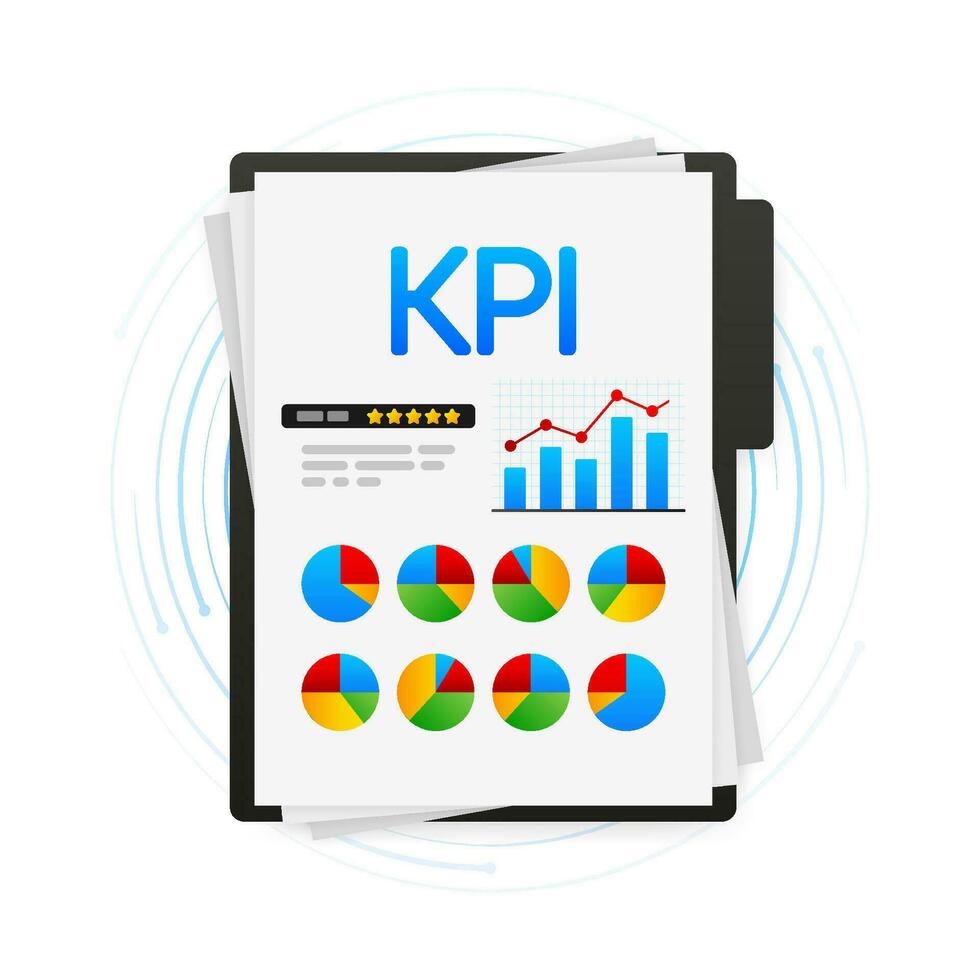 Flat icon with kpi for marketing design. Financial investment. Business data analysis vector