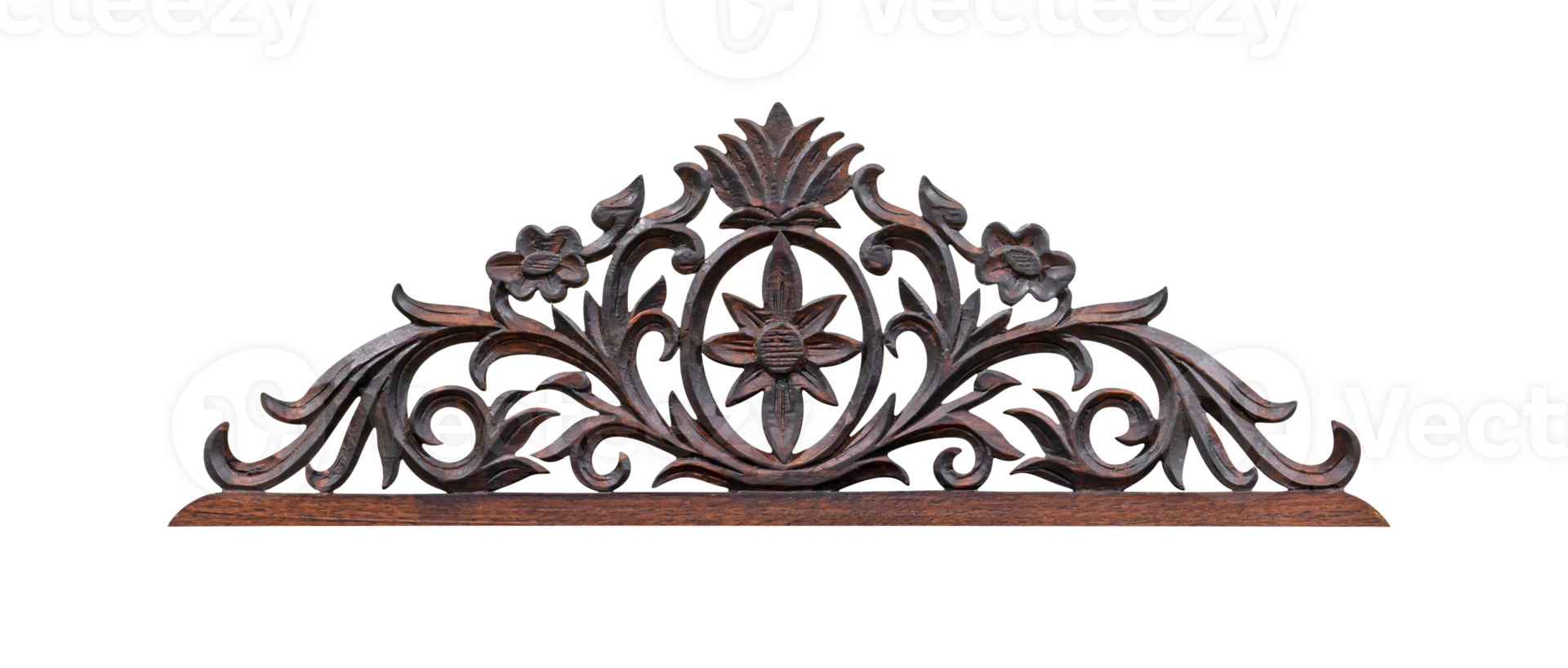 element wood carving with style Thai pattern art isolated png