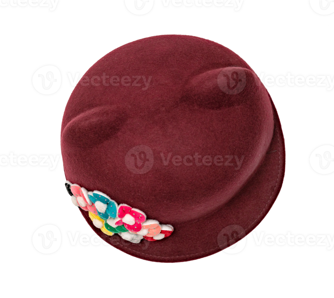 red hat with flower isolated,top view png