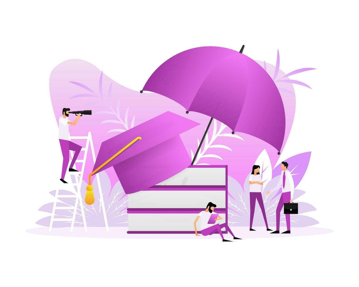 Education Insurance concept. Insurance policy. Money Guarantee. Vector illustration.