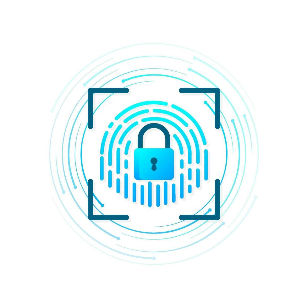 Touch ID - vector illustration. Smartphone with fingerprint isolated on a white background.