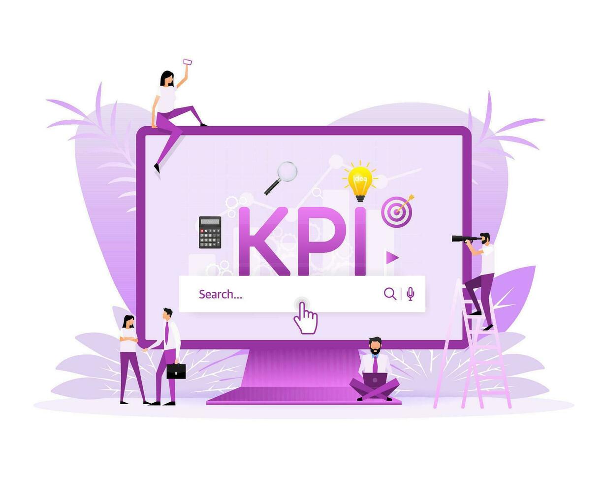 Flat icon with kpi for marketing design. Financial investment. Business data analysis vector