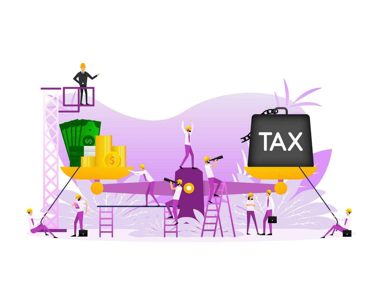 Tax scale in flat style. Business concept. Accounting concept. Isometric business concept vector