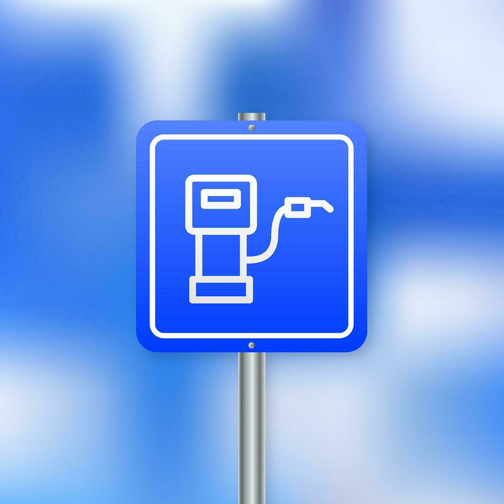 Gas station road sign. Fuel Station, pump. Vector illustration.