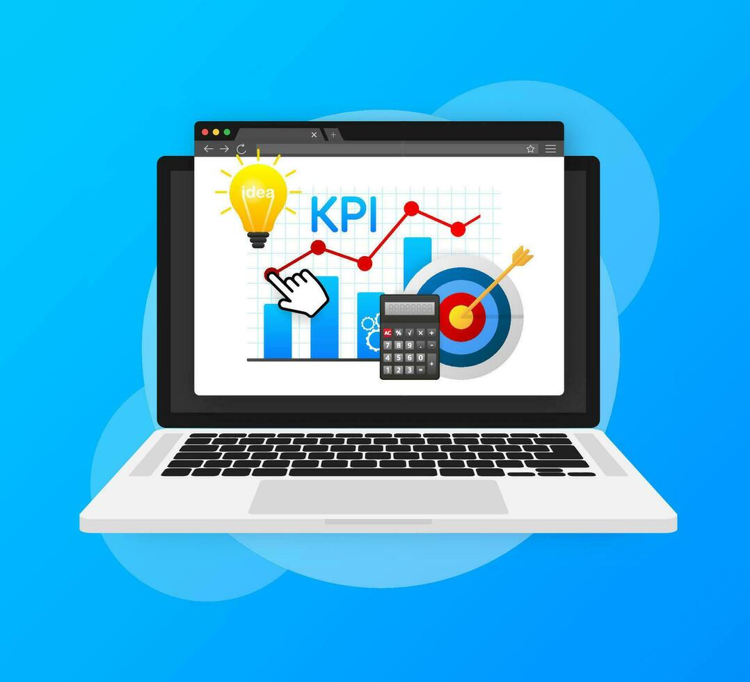 Flat icon with kpi for marketing design. Financial investment. Business data analysis vector