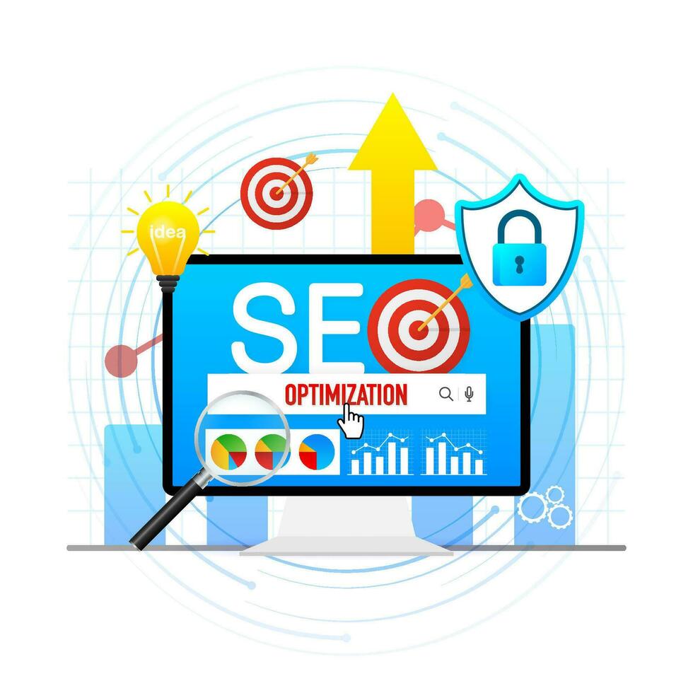 Advertising with seo for web marketing design. Social media flat icon vector