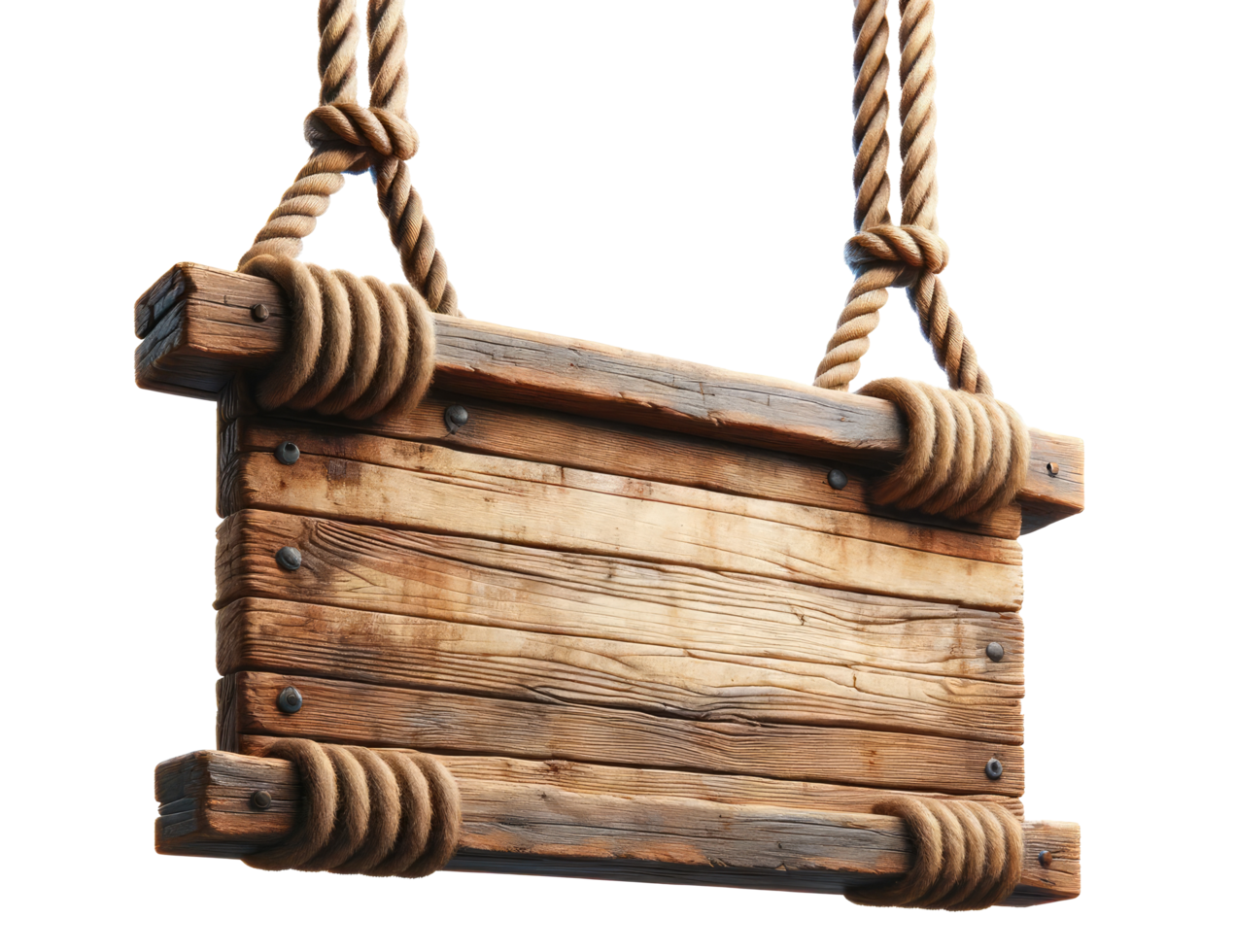 AI generated Wooden Signboard with Rope Hanger Isolated png