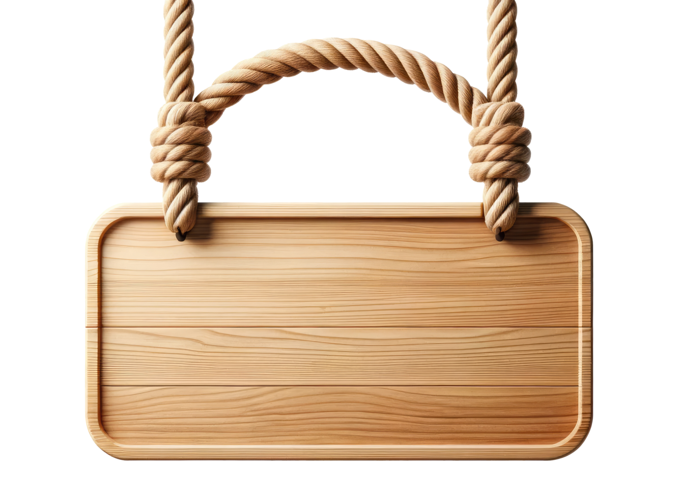 AI generated Wooden Signboard with Rope Hanger Isolated png