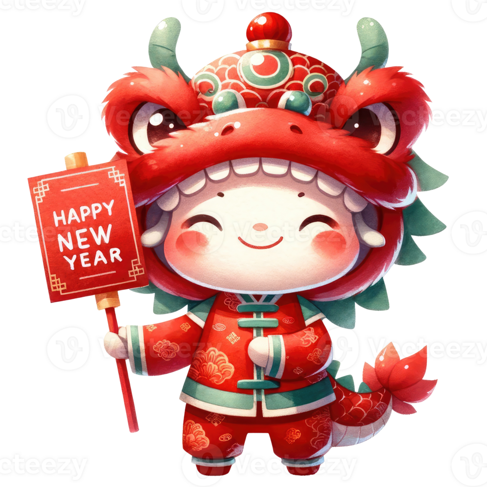 AI generated Chinese New Year Dragon isoleted png