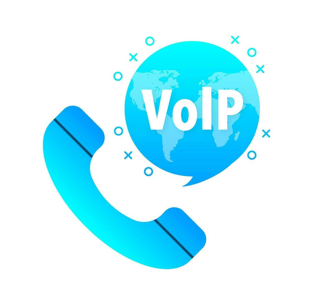 Voice over IP, VoIP call system. Internet call. vector