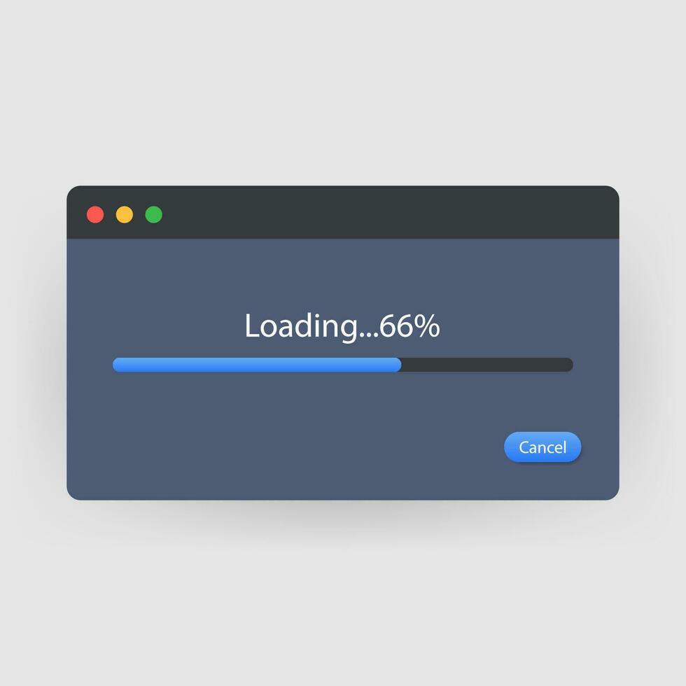 Loading data window with progress bar. vector