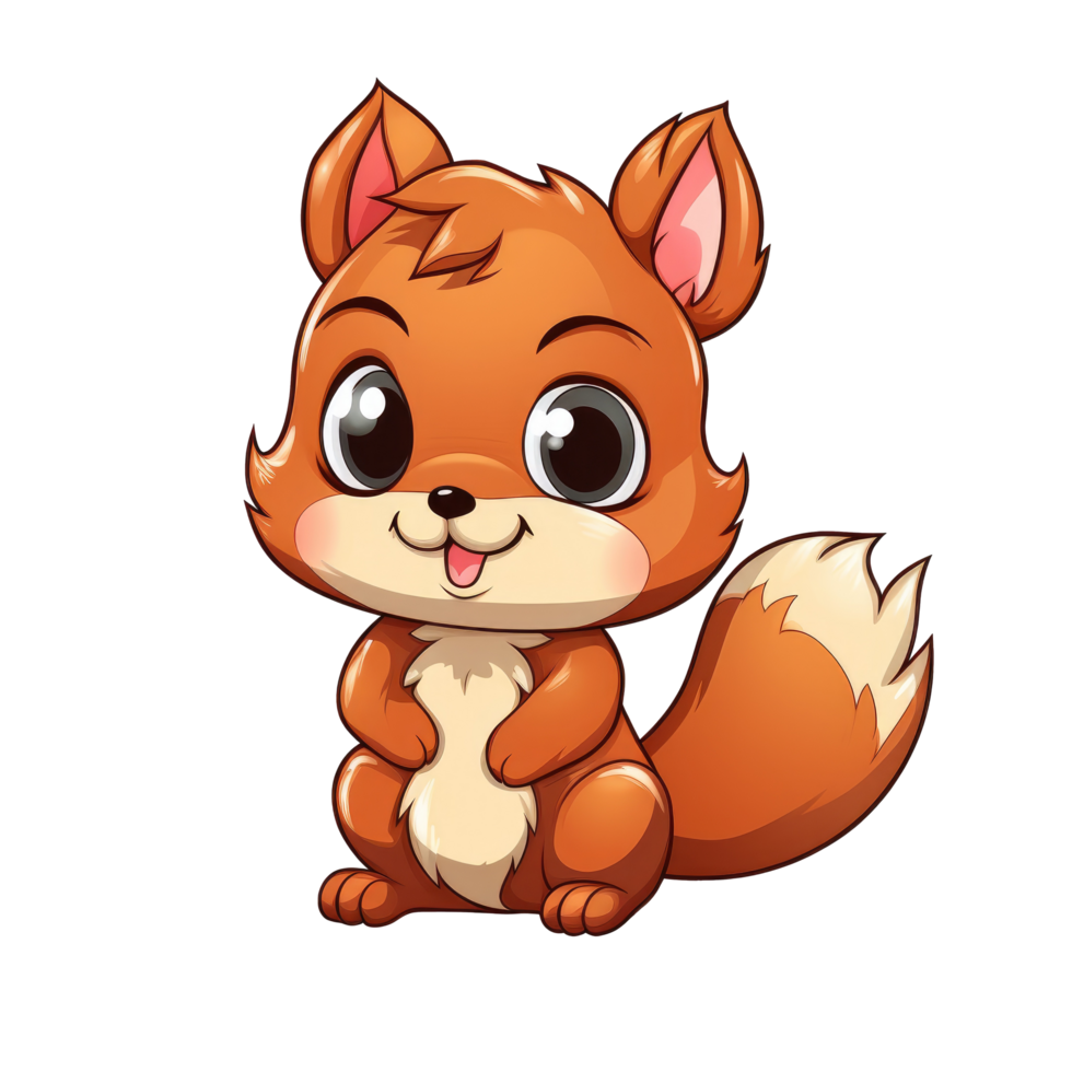 ai generiert süß Chibi Eichhörnchen. Karikatur Eichhörnchen Charakter. png