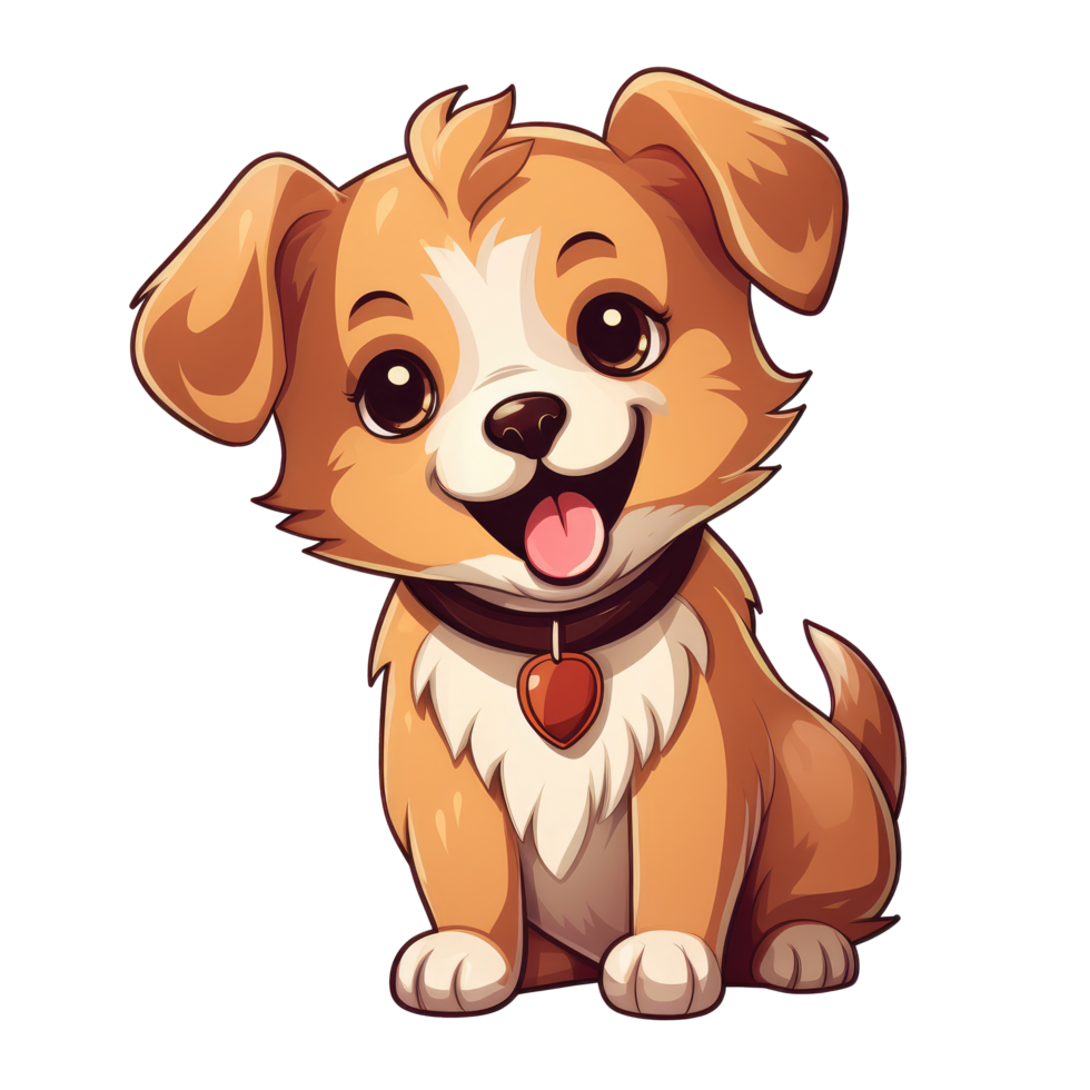 ai generado linda chibi perro. dibujos animados perro personaje. png