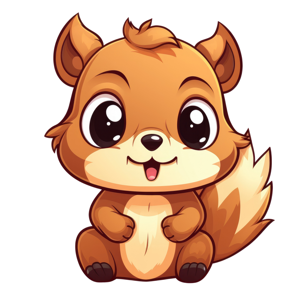 ai generiert süß Chibi Eichhörnchen. Karikatur Eichhörnchen Charakter. png