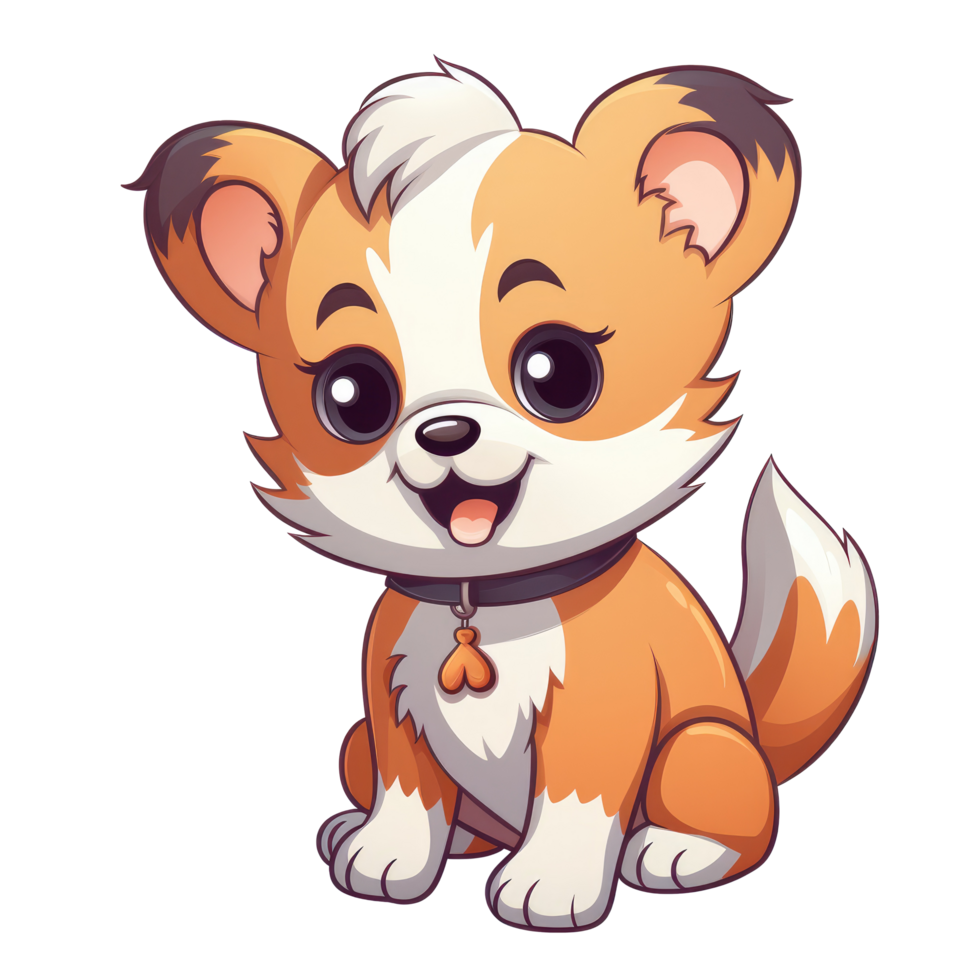 ai généré mignonne chibi chien. dessin animé chien personnage. png