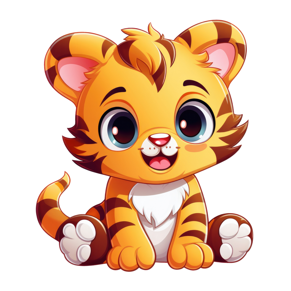 ai generiert süß Chibi Tiger. Karikatur Tiger Charakter. png
