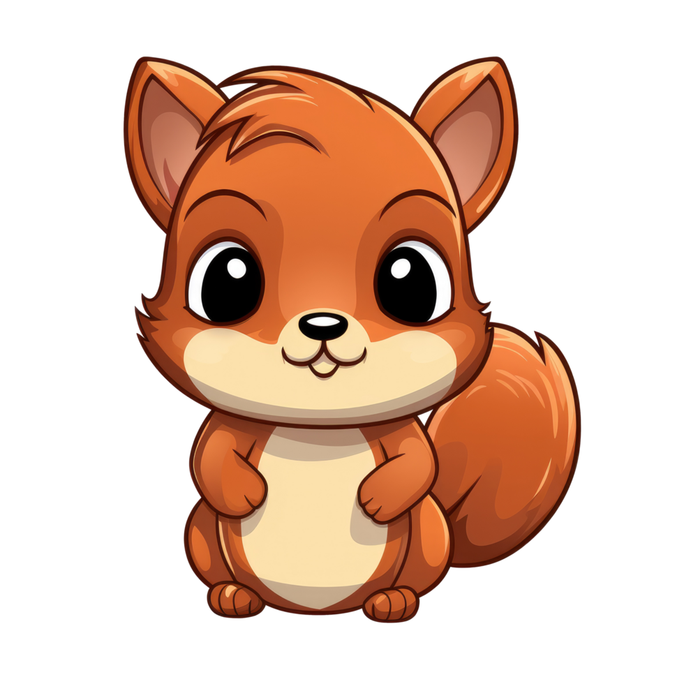 AI generated cute chibi squirrel. cartoon squirrel character. png