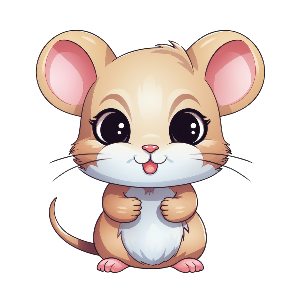 AI generated cute chibi mouse. cartoon mouse character. png
