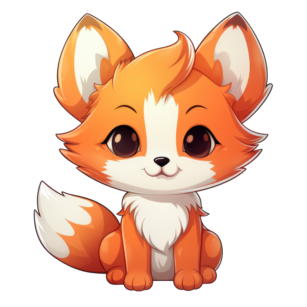 AI generated cute chibi fox. cartoon fox character. png