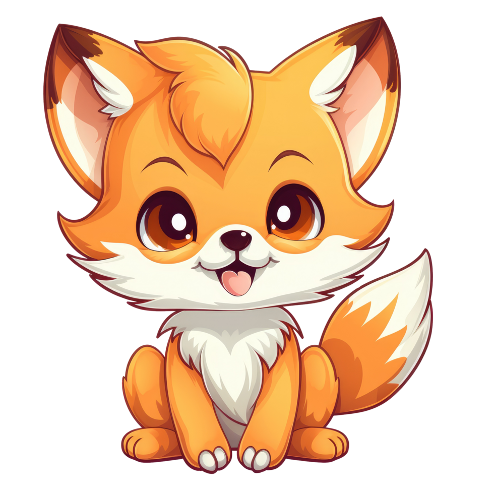 AI generated cute chibi fox. cartoon fox character. png