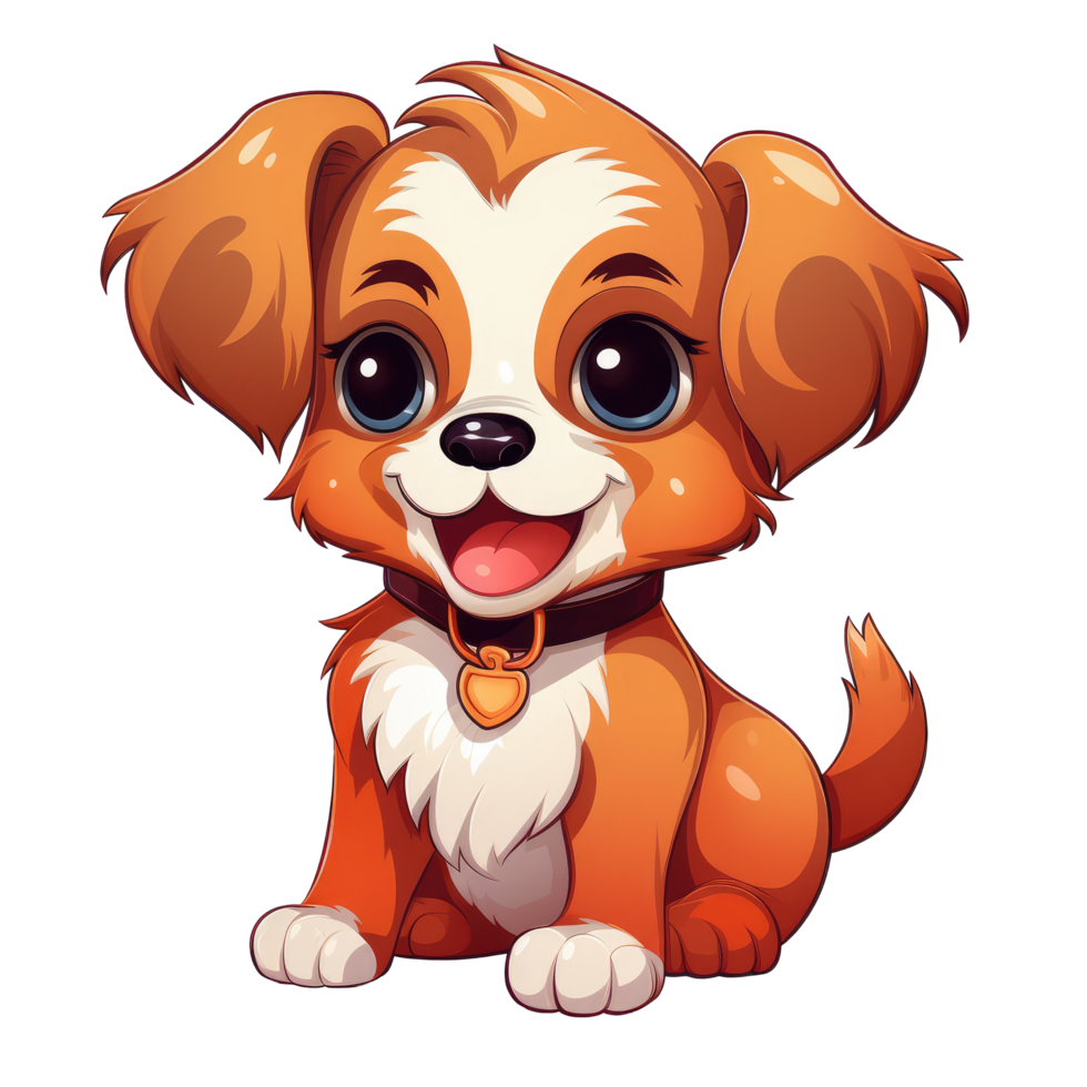 AI generated cute chibi dog. cartoon dog character. png