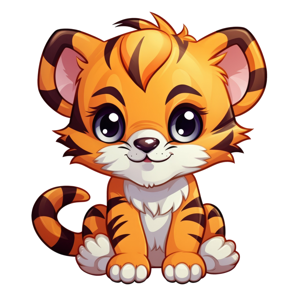 ai generiert süß Chibi Tiger. Karikatur Tiger Charakter. png