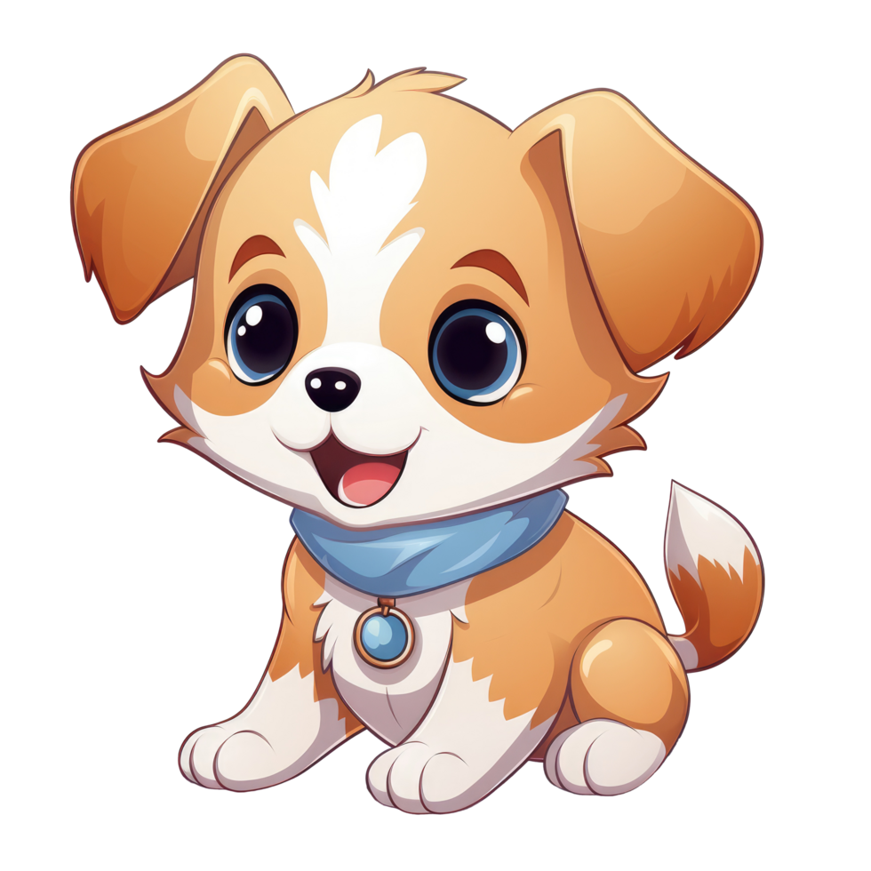 ai généré mignonne chibi chien. dessin animé chien personnage. png