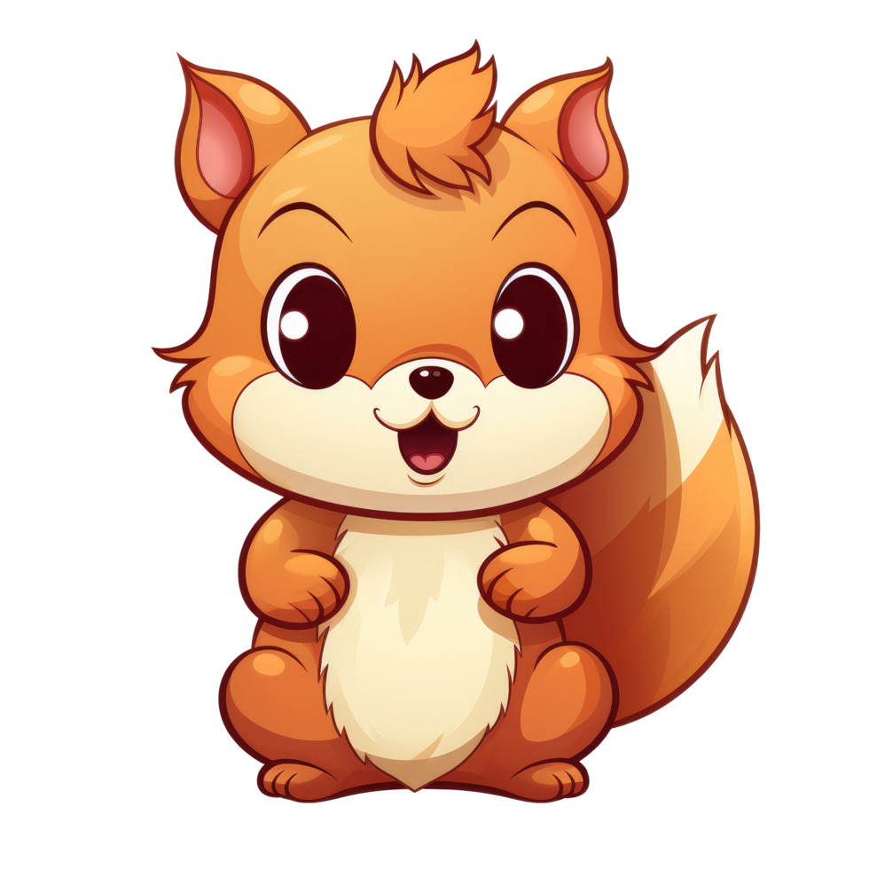 ai generiert süß Chibi Eichhörnchen. Karikatur Eichhörnchen Charakter. png