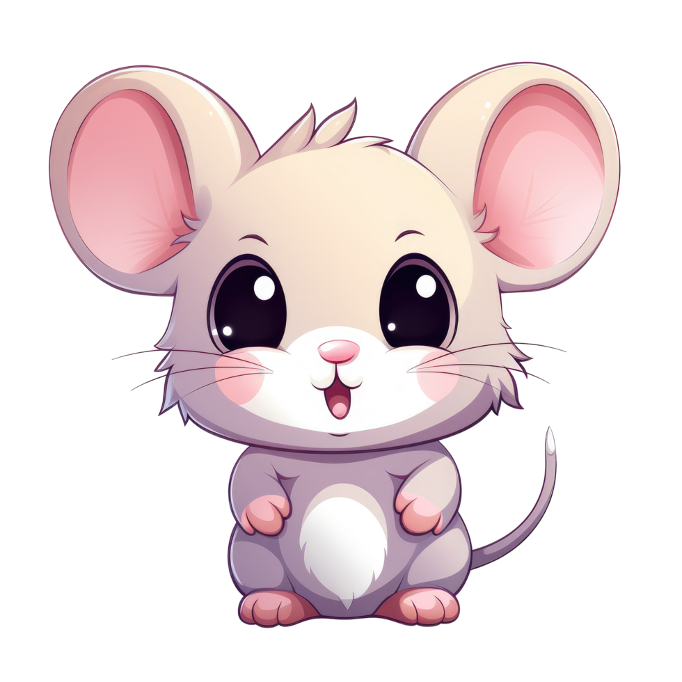AI generated cute chibi mouse. cartoon mouse character. png