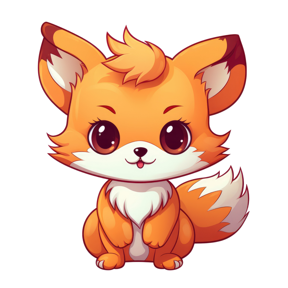 AI generated cute chibi fox. cartoon fox character. png