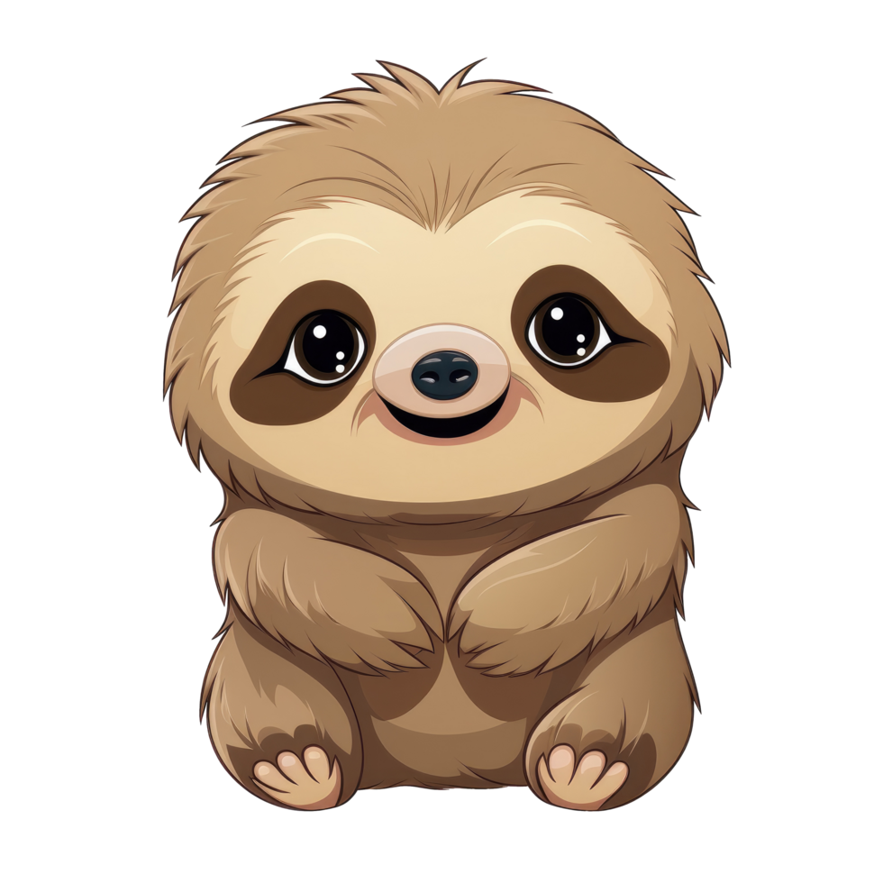 AI generated cute chibi sloth. cartoon sloth character. png