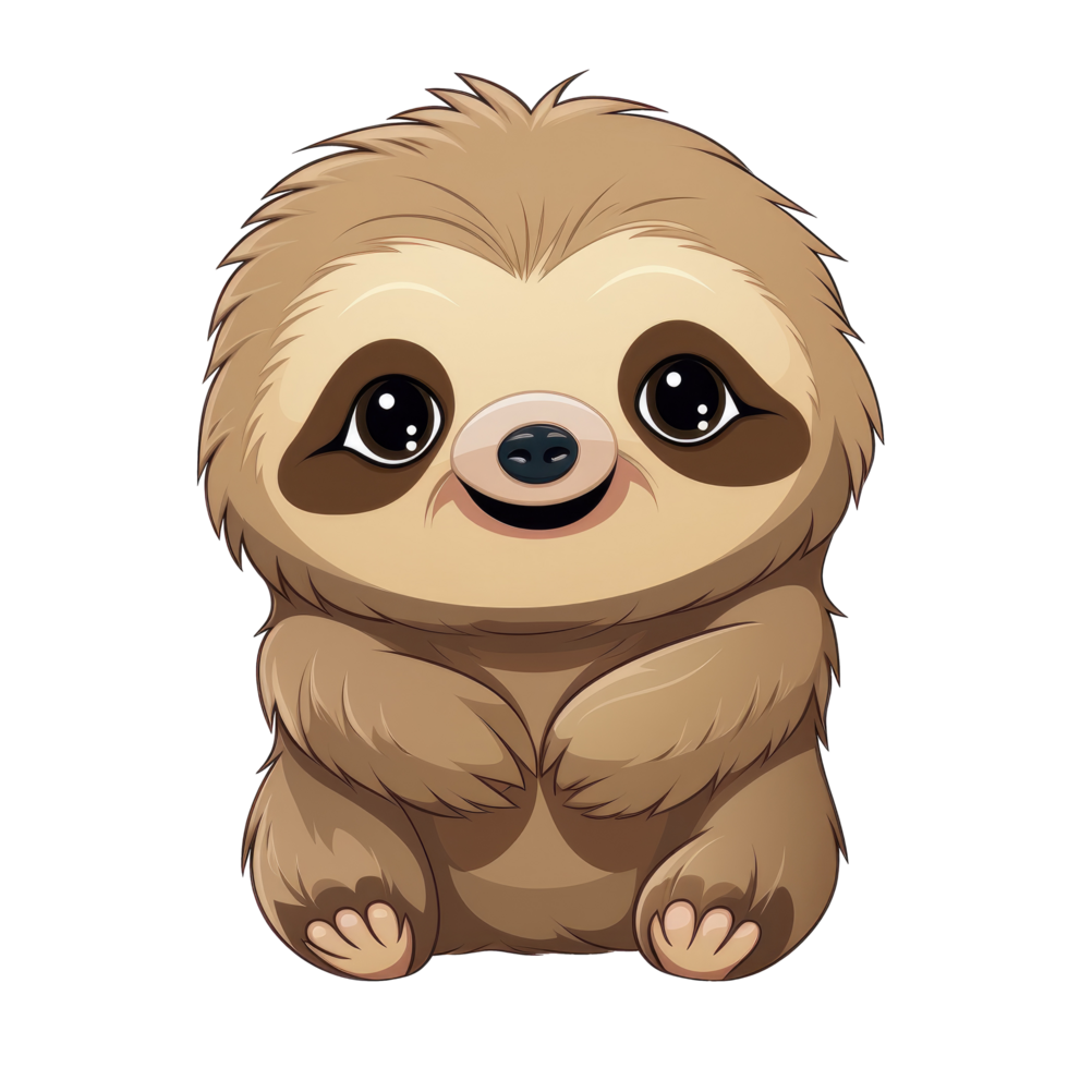 AI generated cute chibi sloth. cartoon sloth character. png