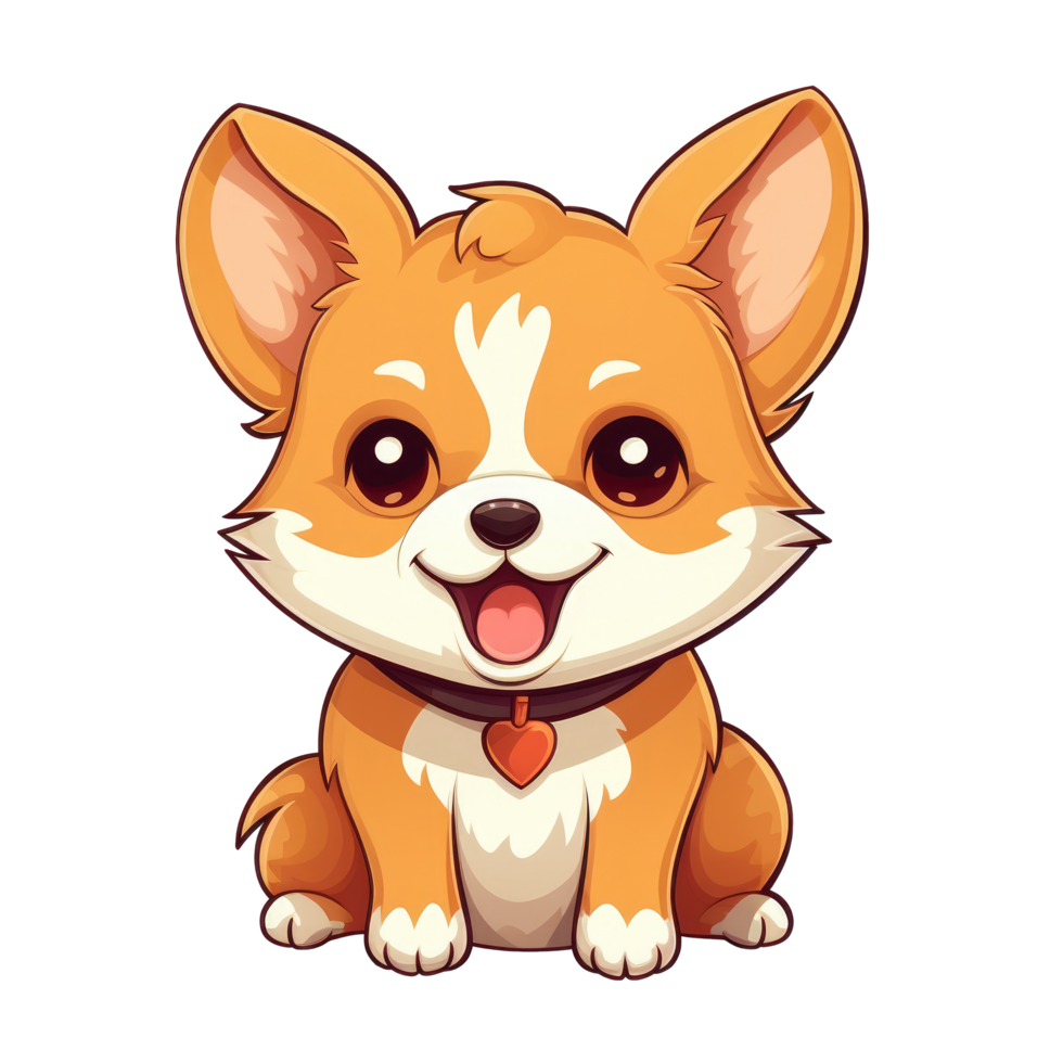 AI generated cute chibi dog. cartoon dog character. png