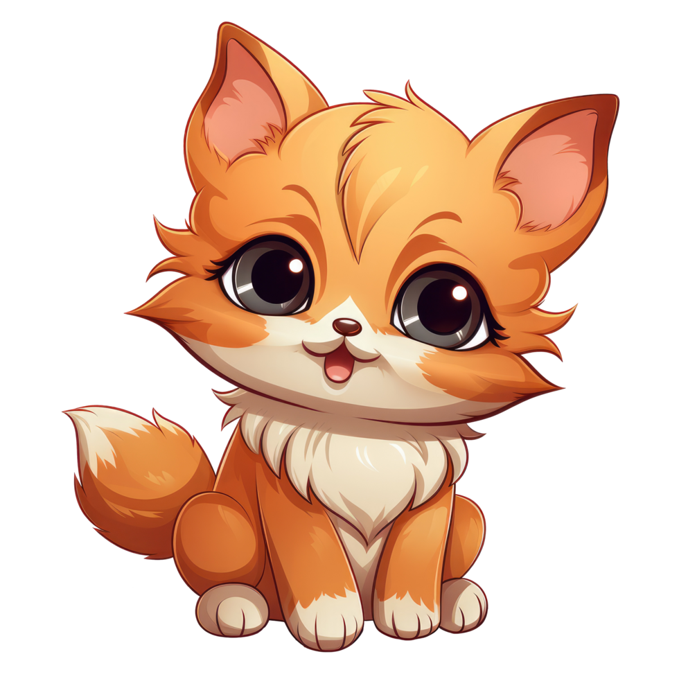 AI generated cute chibi cat. cartoon cat character. png