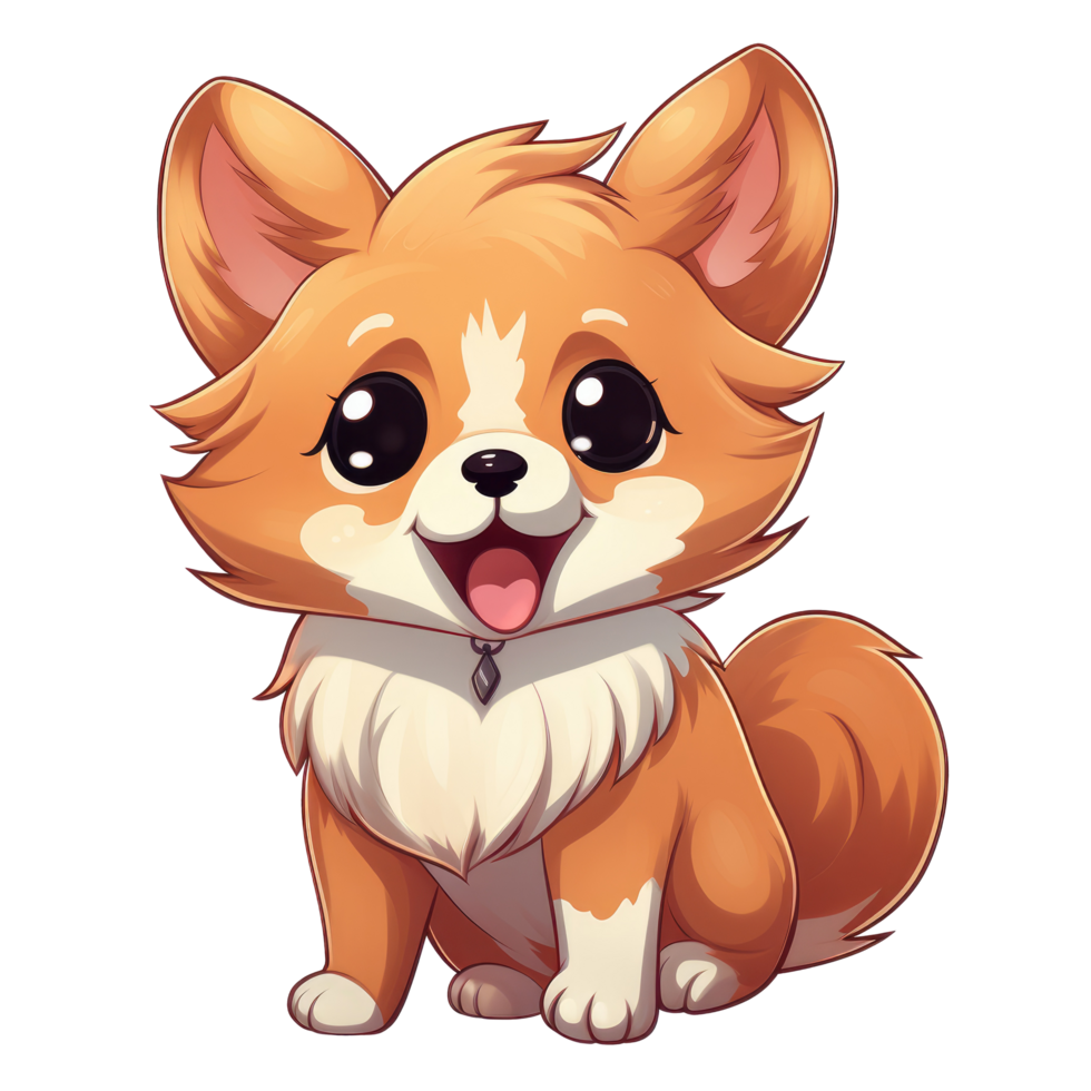 AI generated cute chibi dog. cartoon dog character. png