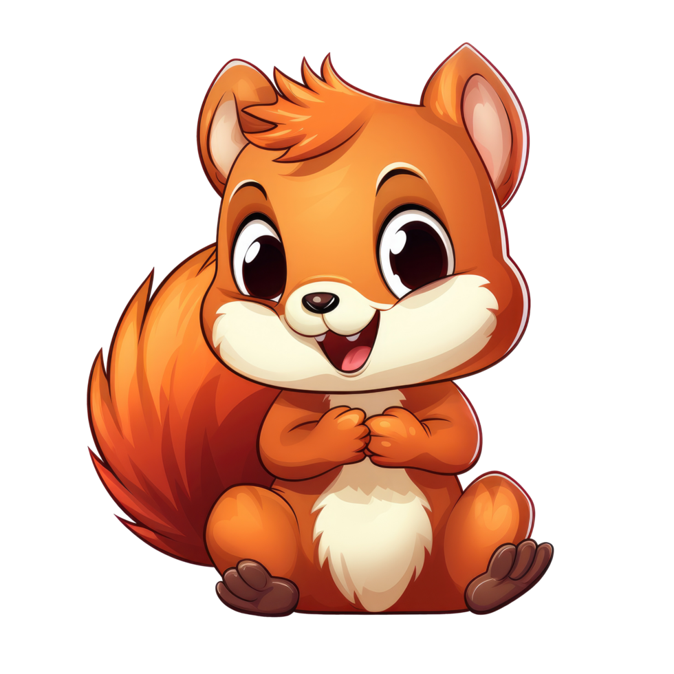 ai generiert süß Chibi Eichhörnchen. Karikatur Eichhörnchen Charakter. png