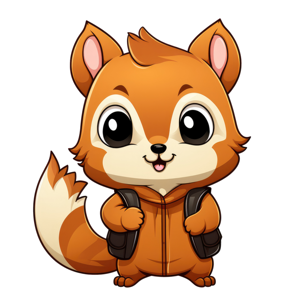 ai generiert süß Chibi Eichhörnchen. Karikatur Eichhörnchen Charakter. png