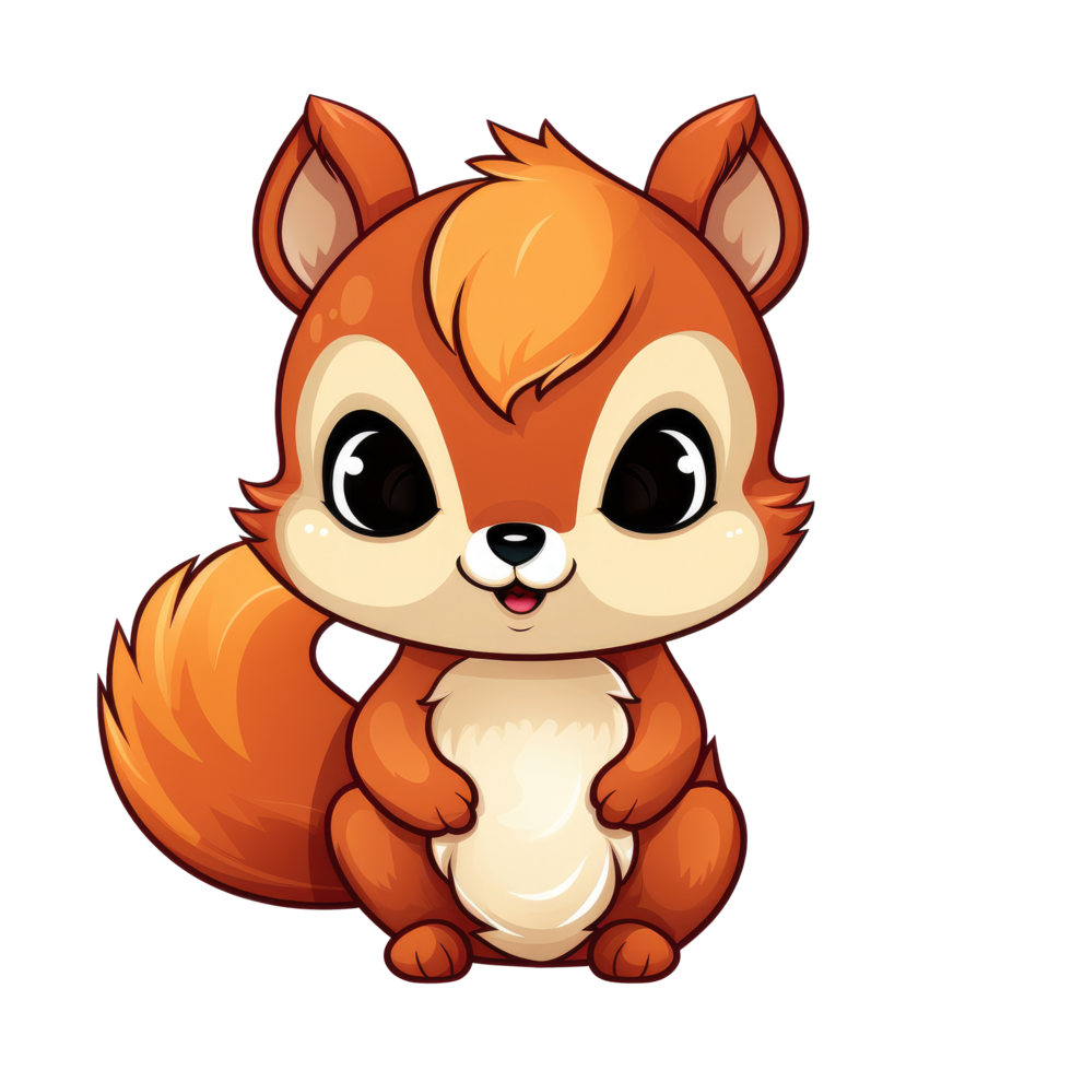 ai generiert süß Chibi Eichhörnchen. Karikatur Eichhörnchen Charakter. png