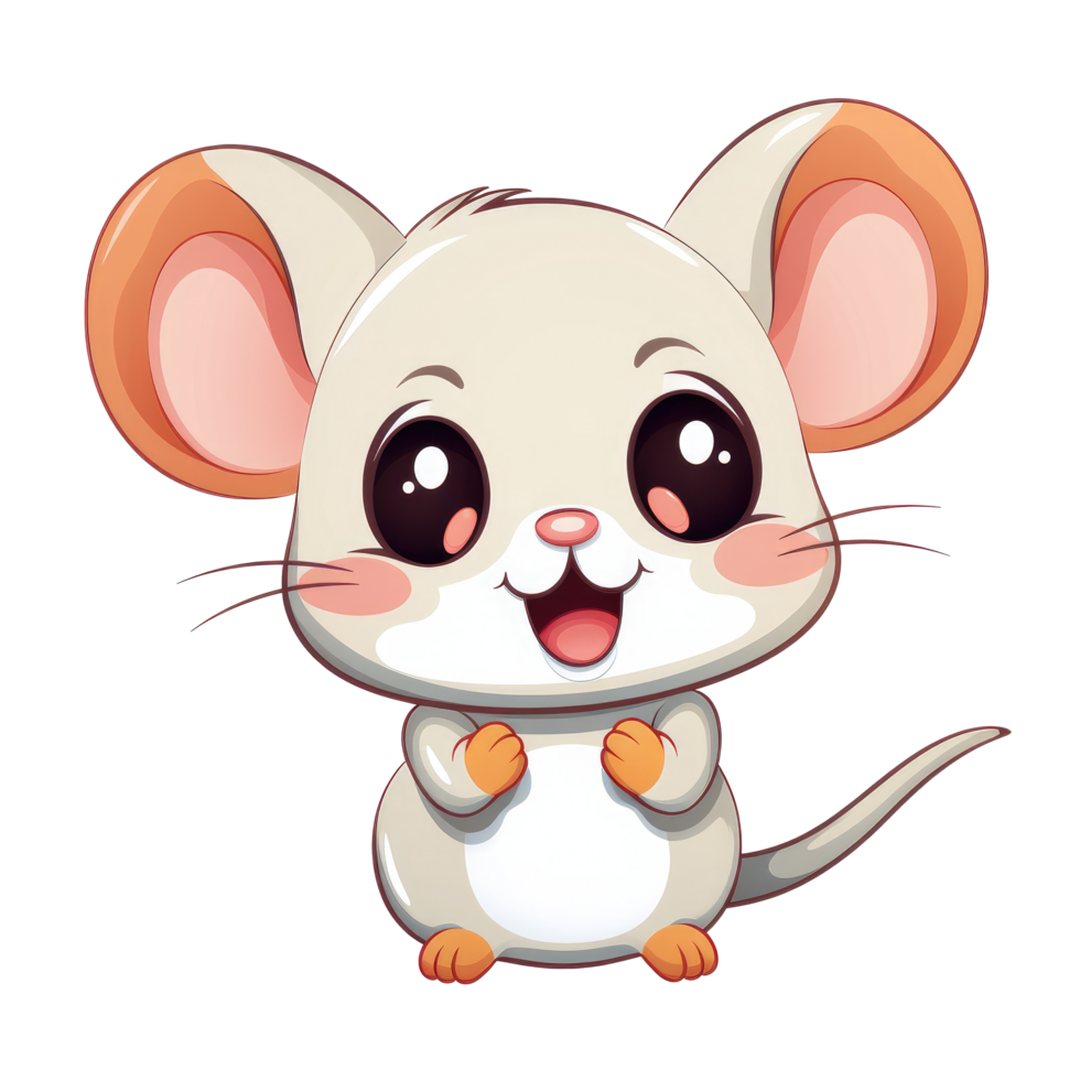 AI generated cute chibi mouse. cartoon mouse character. png