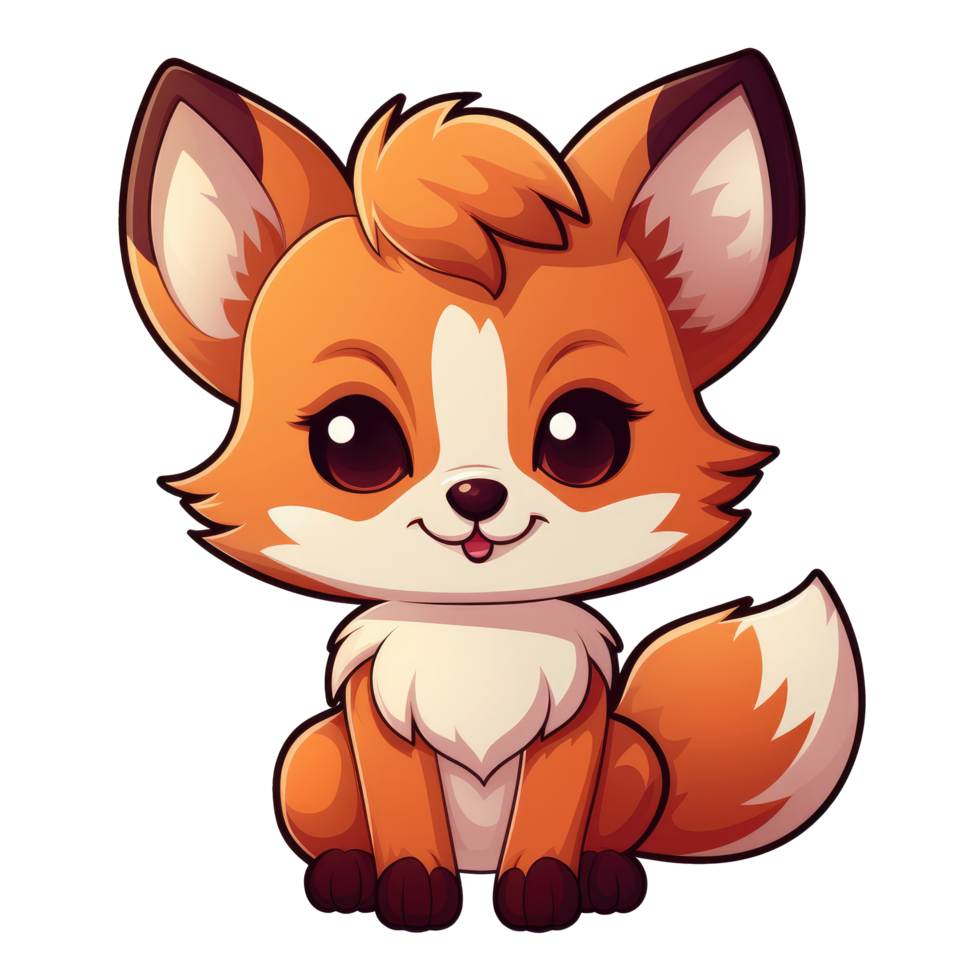 ai generiert süß Chibi Fuchs. Karikatur Fuchs Charakter. png