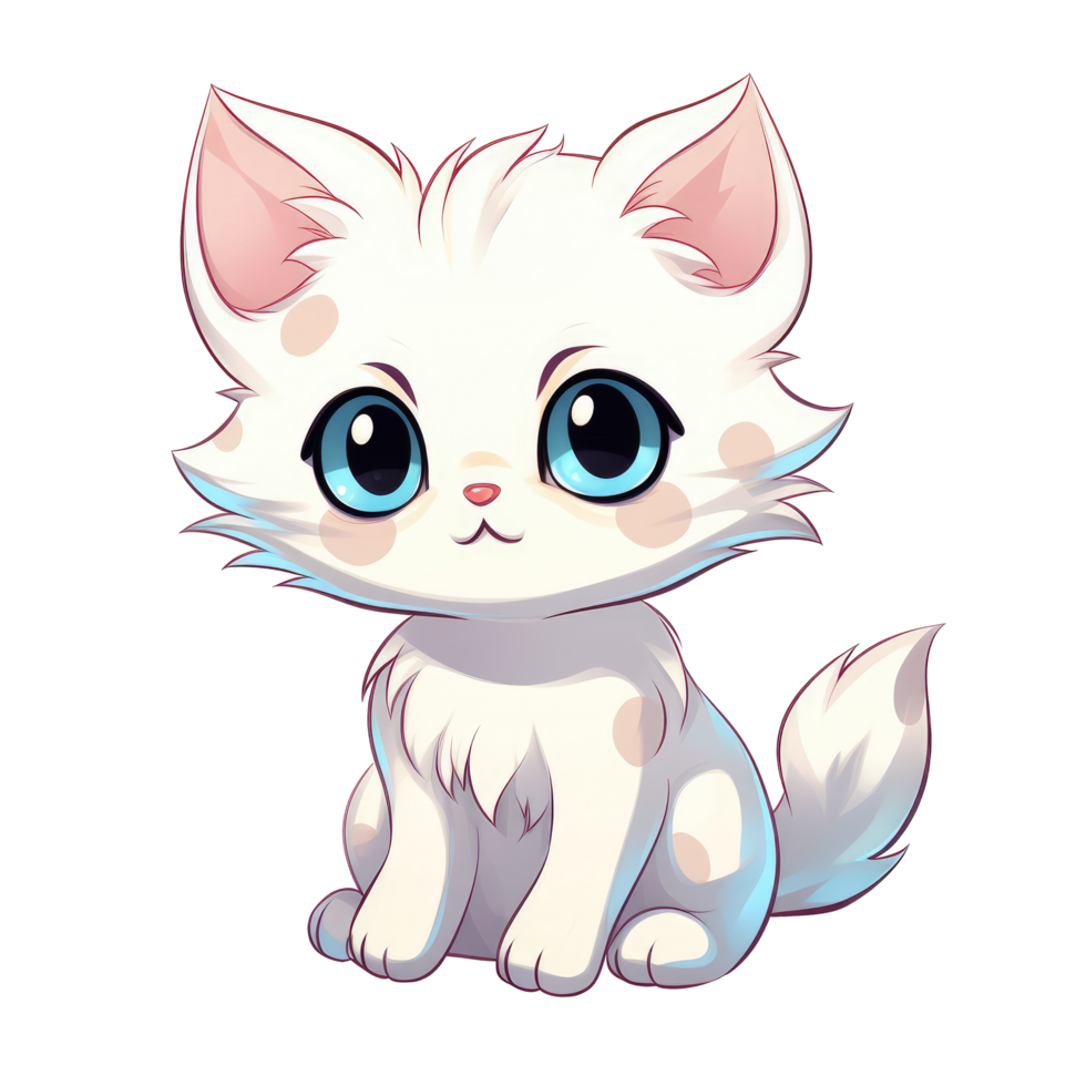 ai generato carino chibi gatto. cartone animato gatto carattere. png