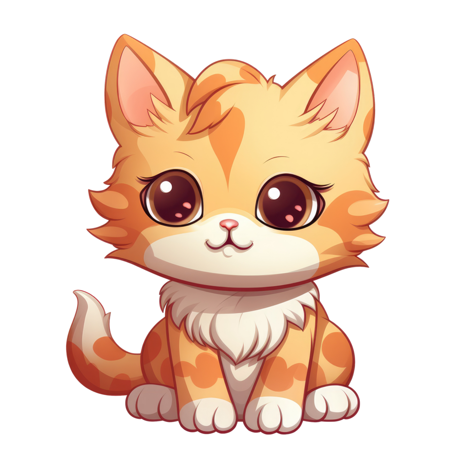 ai gerado fofa chibi gato. desenho animado gato personagem. png