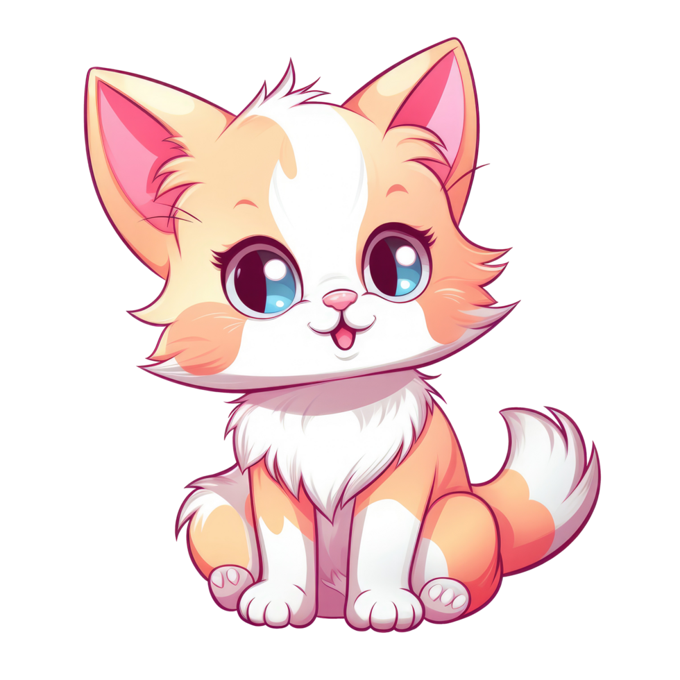 ai generado linda chibi gato. dibujos animados gato personaje. png