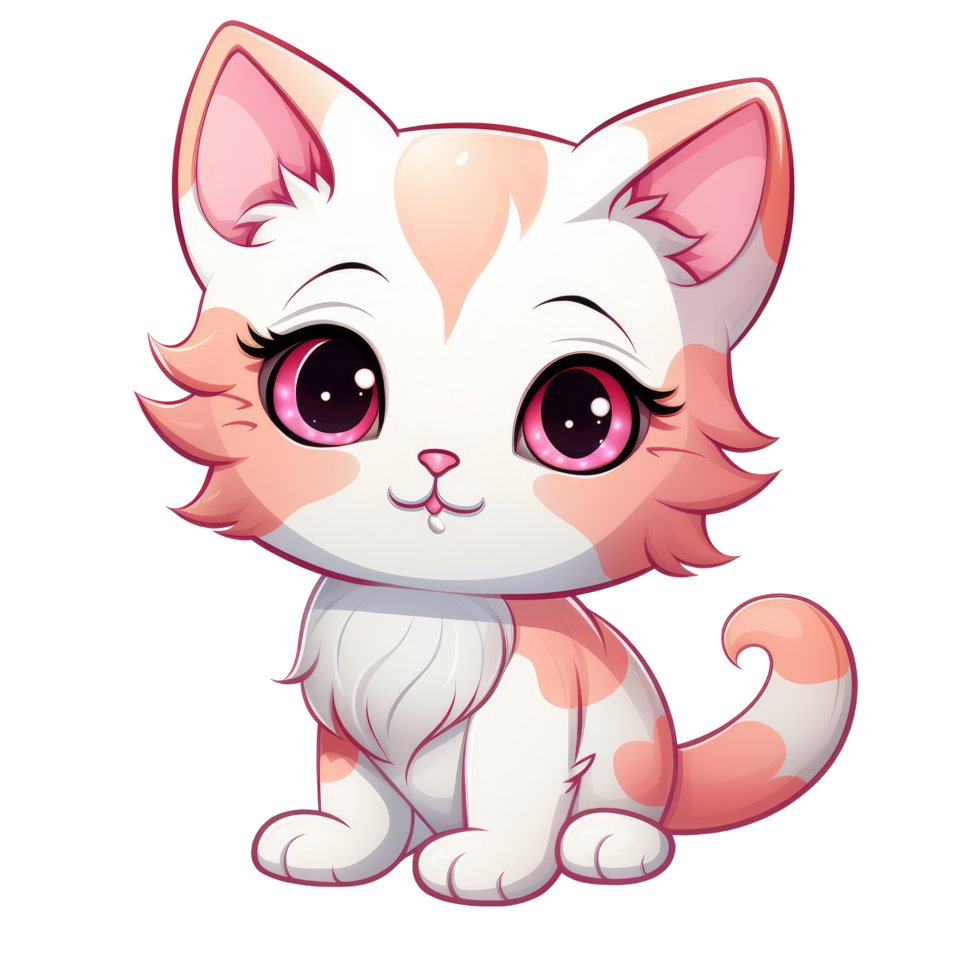 AI generated cute chibi cat. cartoon cat character. png