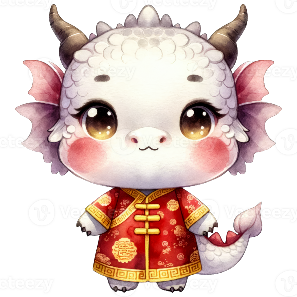 AI generated Watercolor Illustration of Dragon Chinese Zodiac AI Generative png