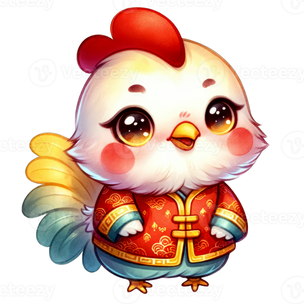 AI generated Watercolor Illustration of Rooster Chinese Zodiac AI Generative png