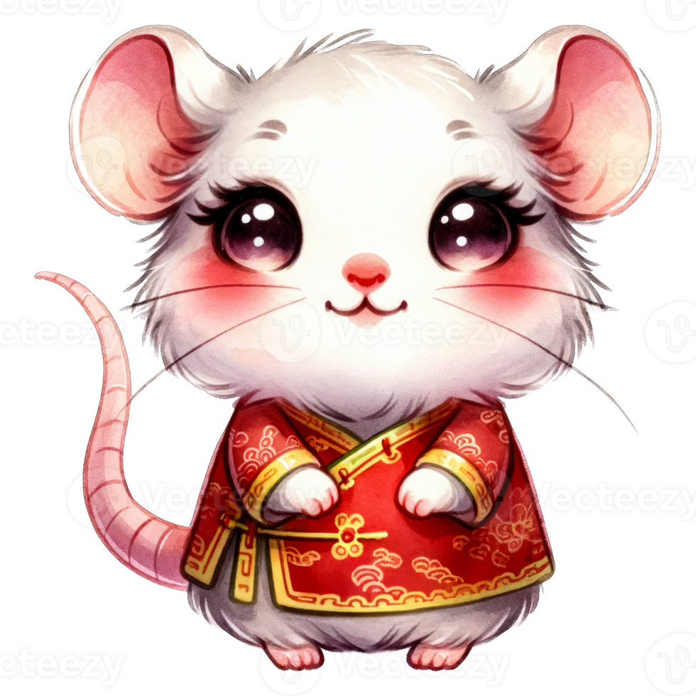 AI generated Watercolor Illustration of Rat Chinese Zodiac AI Generative png