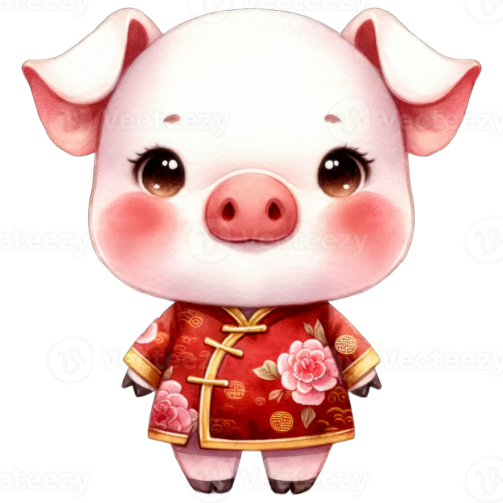 AI generated Watercolor Illustration of Pig Chinese Zodiac AI Generative png